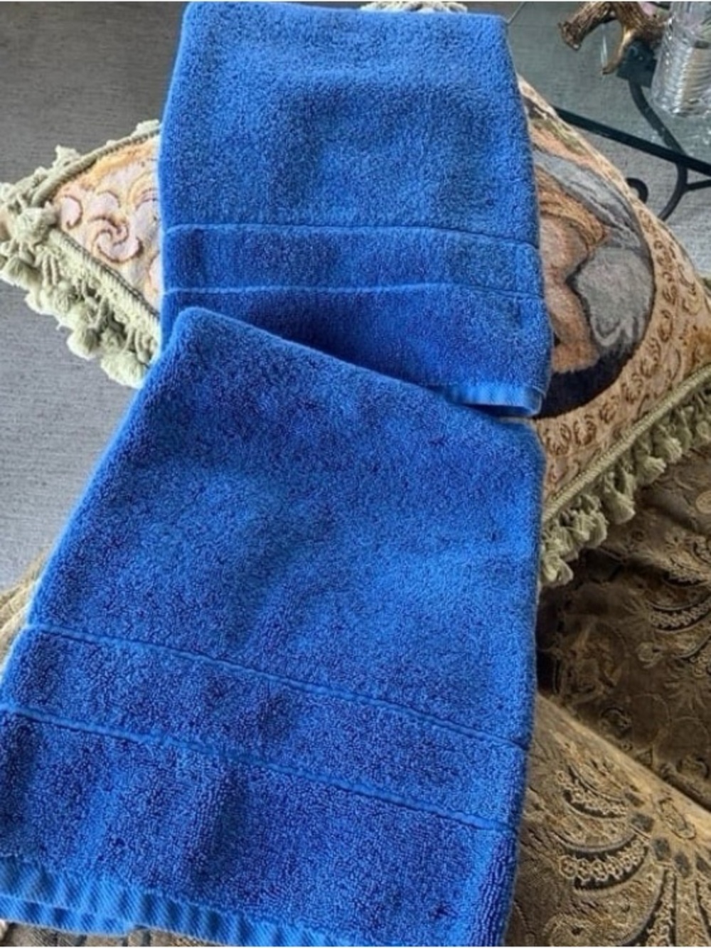 Brooklinen 2 Super Plush Blue Hand Towels Like New